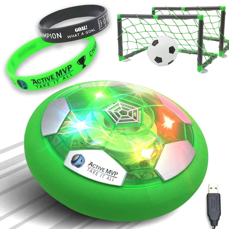 Rechargeable Hover Soccer Ball Set with 2 Goals - Indoor LED Air Soccer Game for gallery