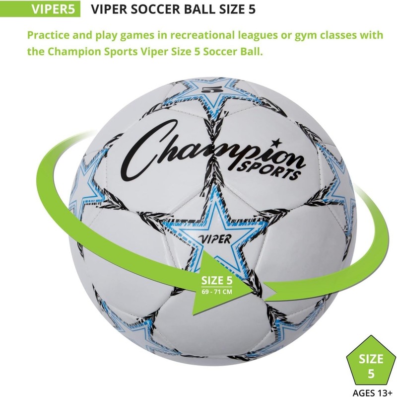 Size 5 Viper Soccer Ball - Durable TPU Soft-Touch Ball for Indoor/Outdoor Play gallery