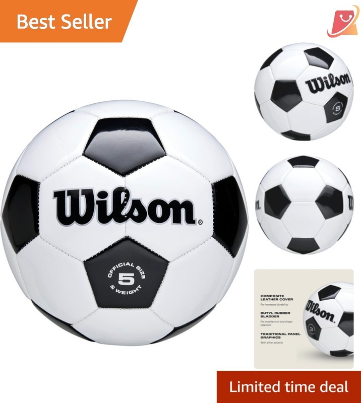 Soccer Ball Size 5 Synthetic Leather Black White Recreational Unisex