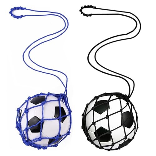 LOOEEL 2Pcs Soccer Ball Net Kicker,Football Kick Trainer,Soccer Black,Blue gallery