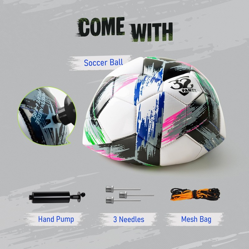 Soccer Ball Size 5 Deflated - Bright Tri-Color Design, Vibrant & Multicolor I... gallery