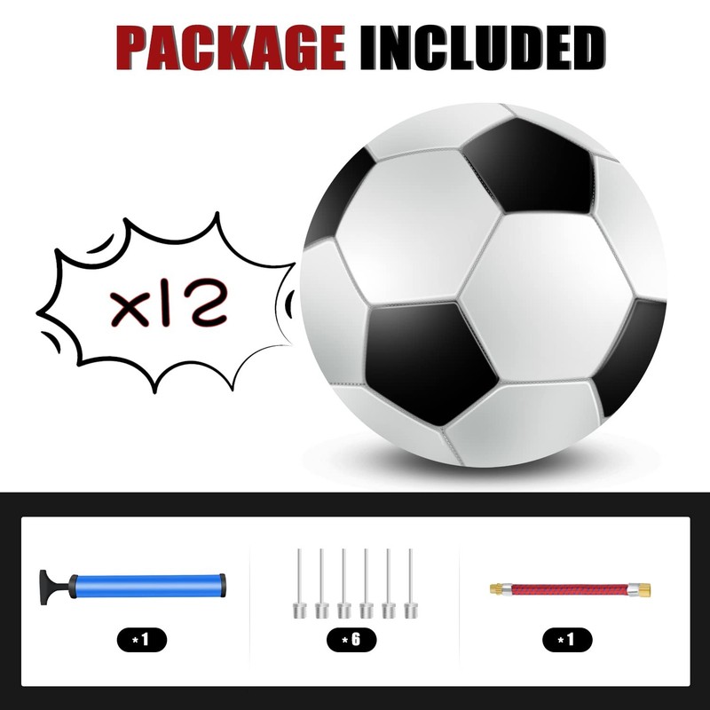 12 Pack Classic Soccer Balls Size 4 Inflatable with Pump for Kids,Youth and A... gallery