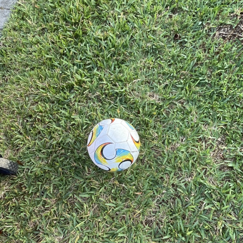 Outdoor Soccer Ball White Yellow Blue Black Design