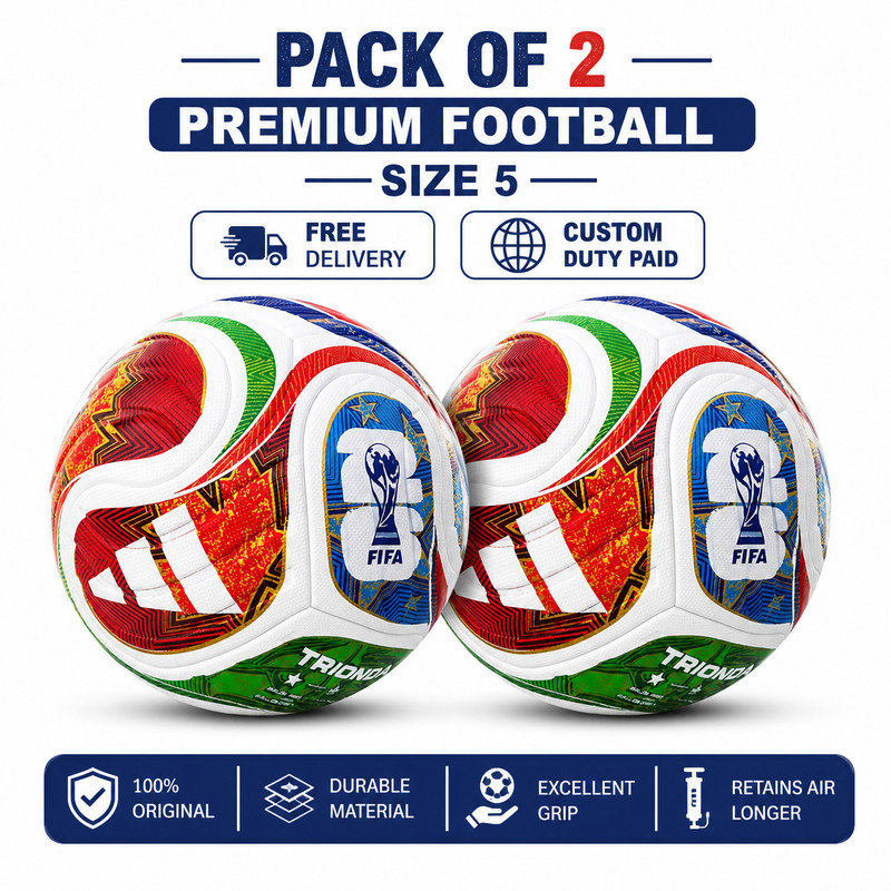 Pack of 2 Trionda Size 5 Soccer Balls Multicolor Training Footballs