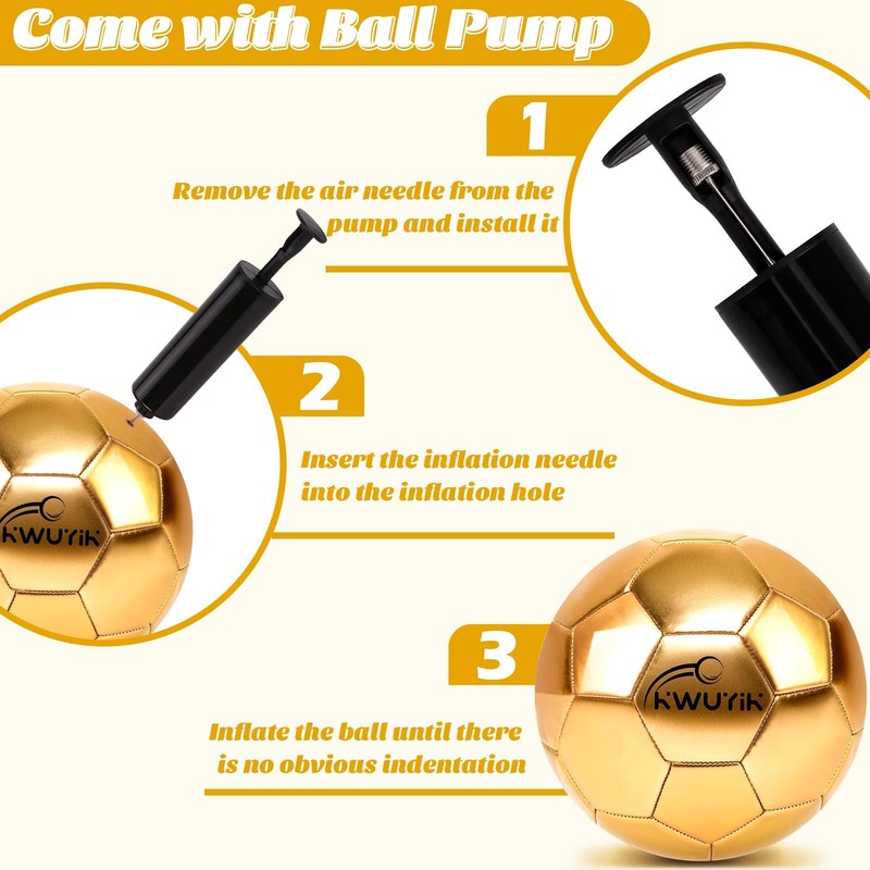 Size 5 Glitter Gold Soccer Ball Set with Pump Soccer Ball for Youth Adults Tr... gallery